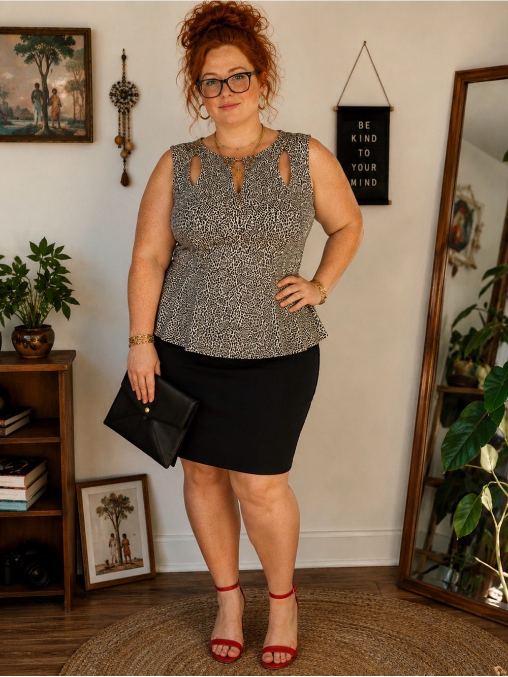 3 for 1 BUNDLE Cheetah Print Plus Size Babydoll Top AND 2 Skirts Size L or XL